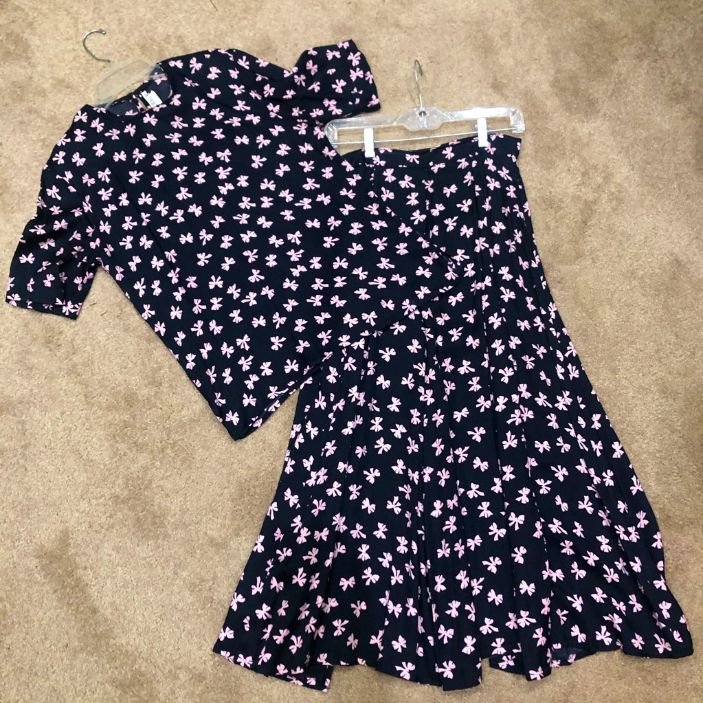 Vintage Navy/Light Pink Skirt Set, Size 6